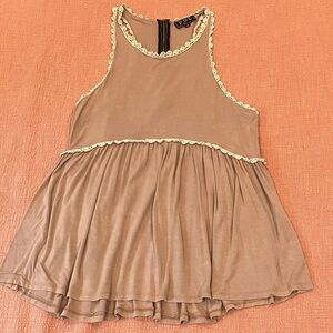 POL med wm’s beige Sleeveless cami Tank Top with crochet trim